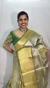 Vriksham Mehndi Green Tanchoi Tissue Silk Saree-VS4495